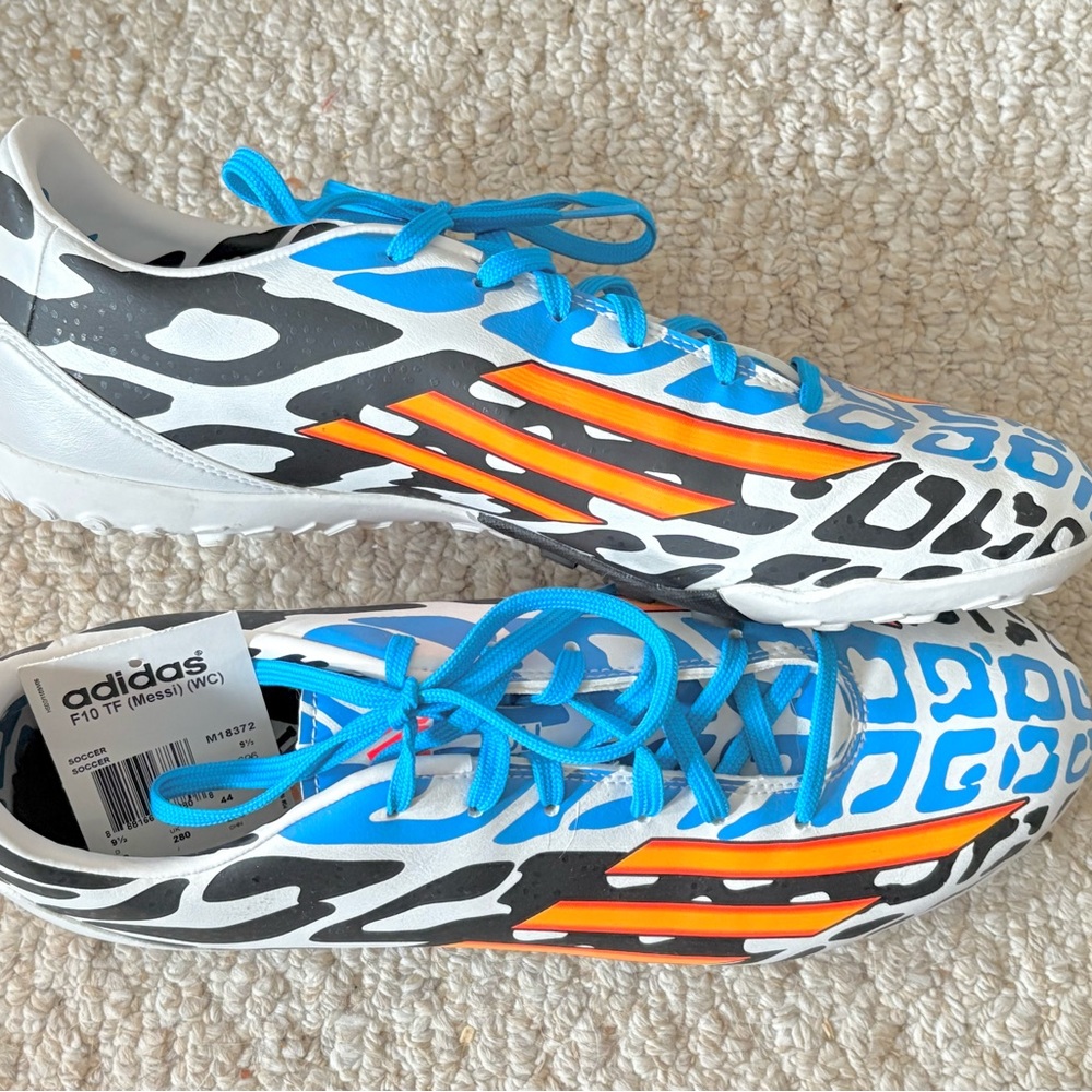Adidas Messi Blue and Orange Patterned Cleats Mens Size 10